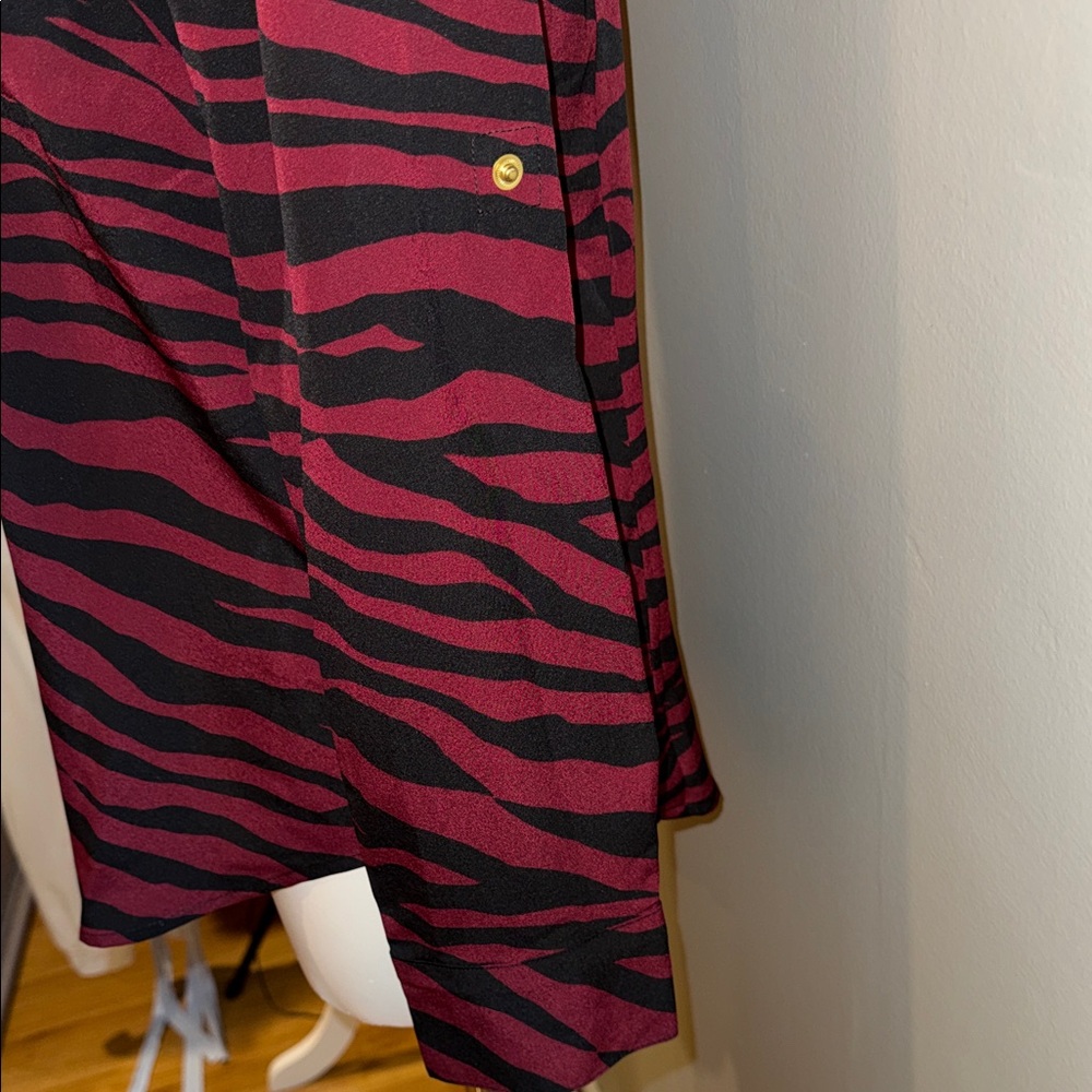 Michael Kors Red and Black Zebra Animal Print Blouse - Picture 6 of 10